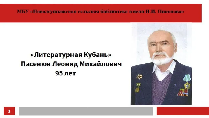 Литературная Кубань.95 лет Л.М. Пасенюк.